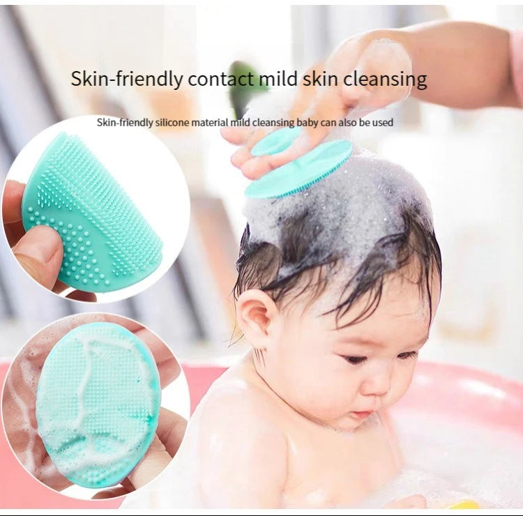 Silicone Face Wash Brush Clean Pores Baby Shampoo Brush Baby Bath Brush Soft Hair Round Shampoo Comb Home Use