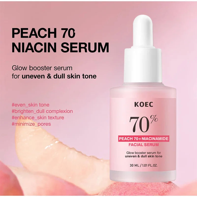 Korean Peach 70% Niacinamide Facial Serum,Face Brightening Hydrating Moisturizing Lotion,Skin Care Essence Fade Dullness Melasma