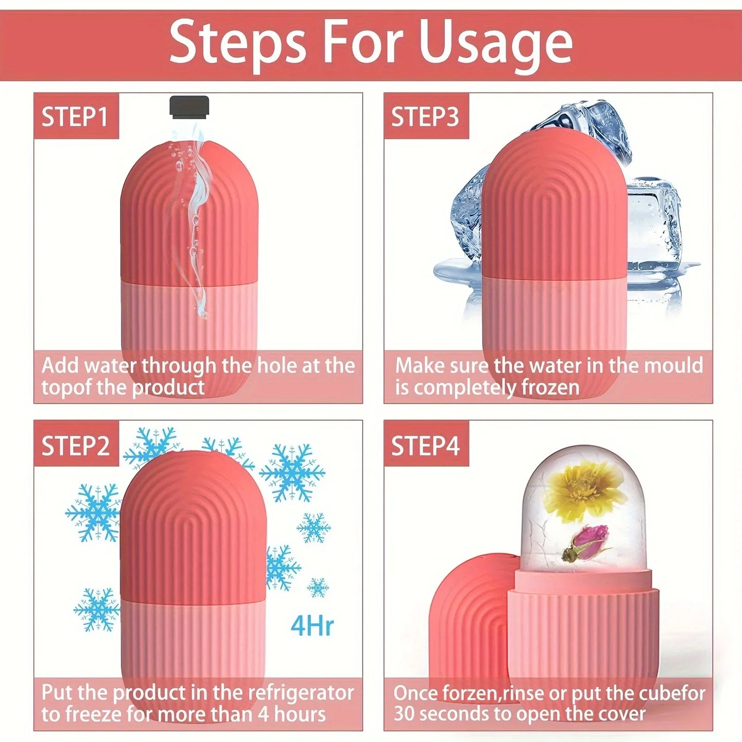 Ice Roller for Face and Eye, Naturally Conditioning De-Puff Eye Bags, Reduce Migraine Pain, Reusable Massage Silicone Ice Mold