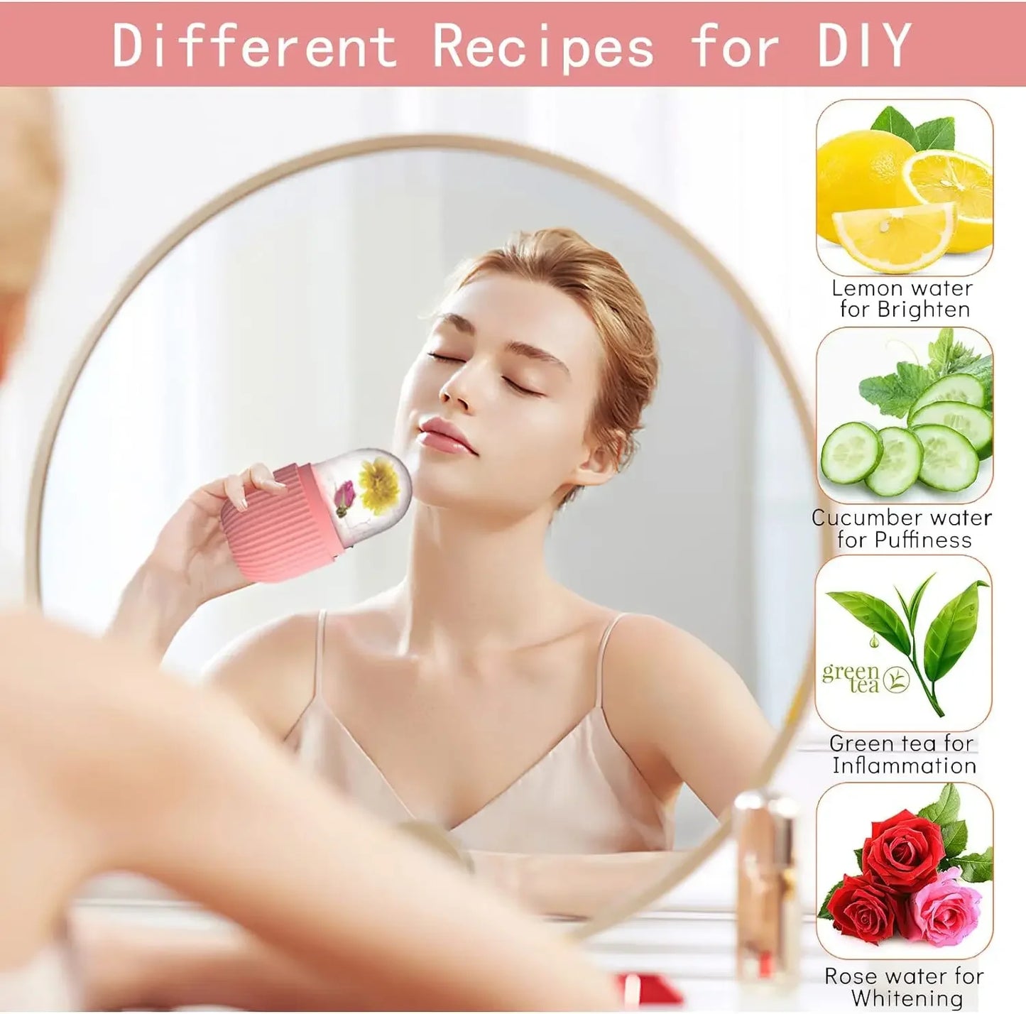 Ice Roller for Face and Eye, Naturally Conditioning De-Puff Eye Bags, Reduce Migraine Pain, Reusable Massage Silicone Ice Mold
