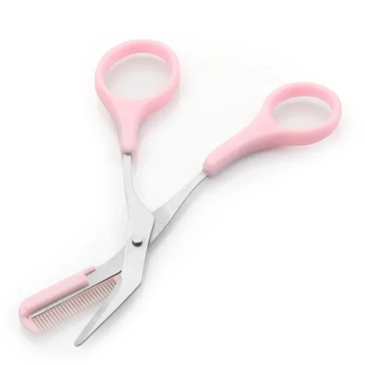 Stainless Steel Facial Hair Removal Shaver Cutter Eyebrow Trimmer Scissors Color Titanium with Comb Removable Makeup Accessories