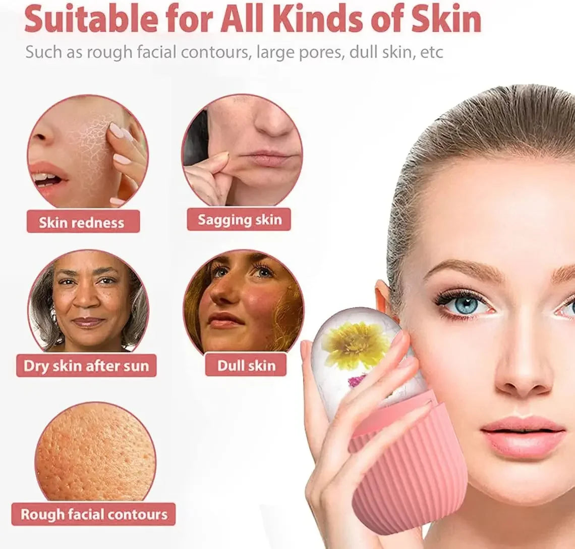 Ice Roller for Face and Eye, Naturally Conditioning De-Puff Eye Bags, Reduce Migraine Pain, Reusable Massage Silicone Ice Mold