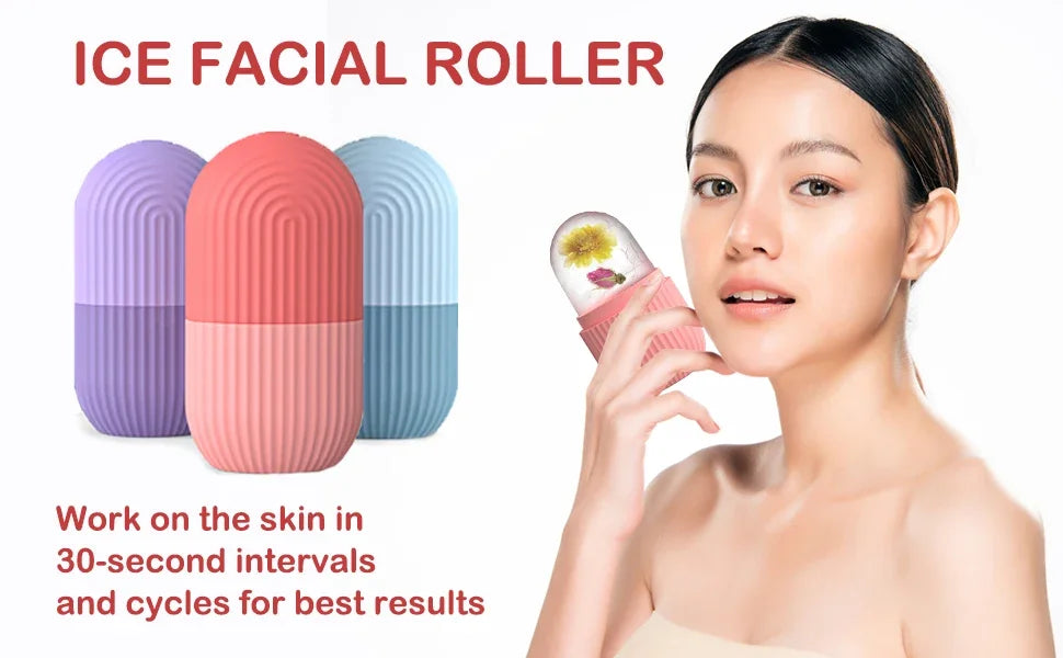 Ice Roller for Face and Eye, Naturally Conditioning De-Puff Eye Bags, Reduce Migraine Pain, Reusable Massage Silicone Ice Mold