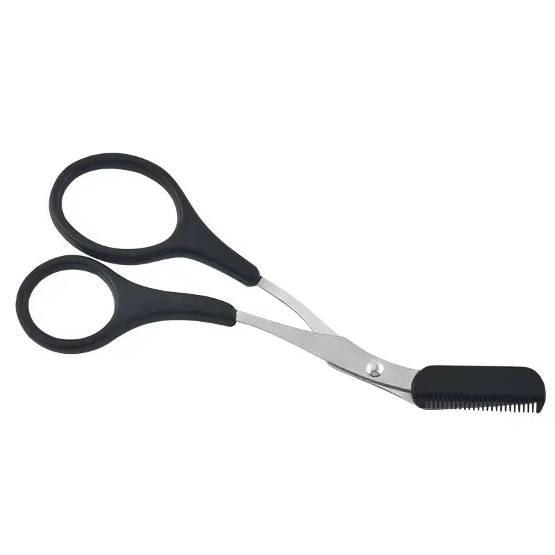 Stainless Steel Facial Hair Removal Shaver Cutter Eyebrow Trimmer Scissors Color Titanium with Comb Removable Makeup Accessories