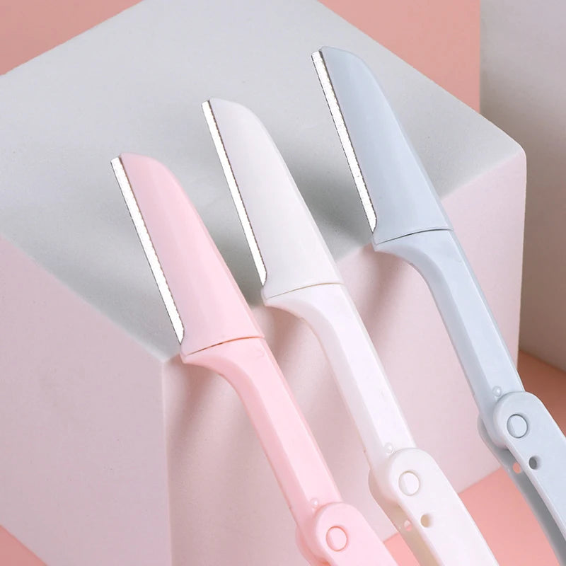 Karsyngirl 3pcs Fold Eyebrow Trimmer Scissors Hair Remover Eyebrow Comb Razor Eyebrow Clip Makeup Tools Face Razor for Women