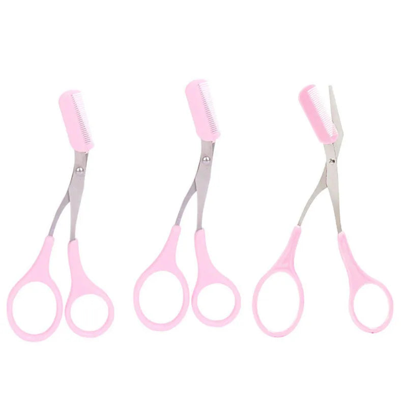 Stainless Steel Facial Hair Removal Shaver Cutter Eyebrow Trimmer Scissors Color Titanium with Comb Removable Makeup Accessories