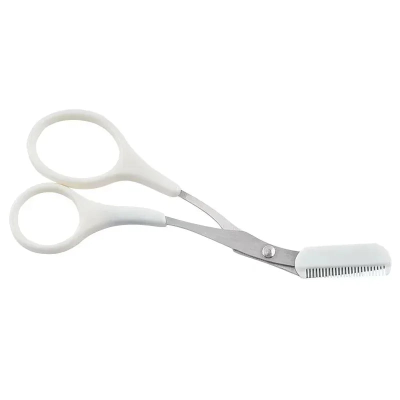 Stainless Steel Facial Hair Removal Shaver Cutter Eyebrow Trimmer Scissors Color Titanium with Comb Removable Makeup Accessories
